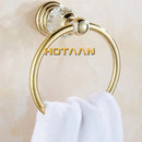 GobekUsa Golden Crystal Towel Ring Wall Mounted Bathroom Rack