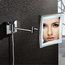 GobekUsa 8 inch Brass LED Magnifying Wall Mirror for Makeup and Dressing, 3X Magnification