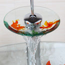 GobekUsa Goldfish Glass Waterfall Faucet for Bathroom Sink - Chrome Brass Mixer Tap