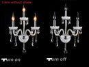 GobekUsa Crystal Wall Lamp with Double Head LED Bulbs and Fabric Lampshade