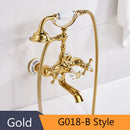GobekUsa Gold Brass Wall Mounted Bathtub Faucet with Hand Held Shower Kit