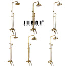 GobekUsa Antique Brass Rainfall Shower Faucet Set with Handshower and Shelf