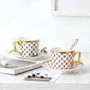 GobekUsa 3-Piece Bone China Coffee Set 200ml Nordic Gold Porcelain Tea Cup
