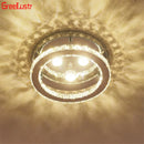 GobekUsa Crystal LED Ceiling Light: Stainless Steel Round Fixture for Bedroom, Kitchen, Bathroom