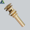 GobekUsa Brushed Gold Basin Sink Pop Up Drain with Overflow, Round Brass Waste Water Drainer
