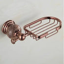 GobekUsa Brass & Jade Rose Gold Bathroom Set: Paper Holder, Towel Bar, Soap Basket
