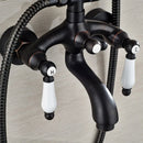 GobekUsa Black Bronze Bathroom Shower Faucet Set with Dual Ceramic Handles & 8" Rainfall Column
