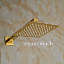 GobekUsa Golden Ultrathin Rainfall Shower Head Set with Wall Mount Brass Arm