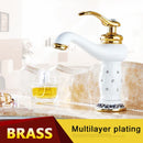 GobekUsa Gold Brass Diamond Basin Faucet Single Handle Hot & Cold Mixer Tap