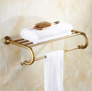 GobekUsa Copper Carved Bathroom Accessories Set: Towel Shelf, Towel Bar, Paper Holder, Cloth Hook