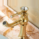 GobekUsa Gold Finish Brass Bathroom Basin Faucet with Ceramic Mixer Tap