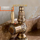 GobekUsa Antique Bronze Carving Kitchen Basin Faucet - Hot Cold Water Mixer Tap