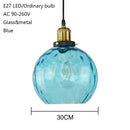 GobekUsa Loft Blue Glass Pendant Light LED E27 Nordic Hanging Lamp - 3 Sizes