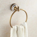 GobekUsa Bathroom Accessories Set: Towel Rack, Bar, Holder, Hook - Antique Brass/Ceramic/Copper