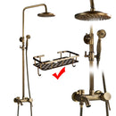 GobekUsa Brass Antique Dual Handle Shower Faucet Set with Handshower Shelf