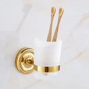 GobekUsa Brass Gold Bathroom Hardware Set: Towel Rack, Paper Holder, Toilet Brush, Hooks, Towel Ring