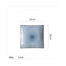 GobekUsa Bone China Porcelain Square Dinner Plate - Blue and White Plant Design