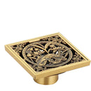 GobekUsa Antique Brass Shower Floor Drain 10cm Square Waste Strainer Cover Grate