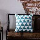 GobekUsa Blue Geometric Embroidered Canvas Cotton Cushion Cover 45x45cm