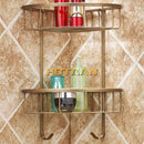 GobekUsa Brass Bathroom Shower Shelf Basket - Double Layer Antique Finish Holder