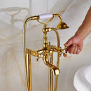 GobekUsa Gold Tub Sink Faucet with Handshower - Freestanding Bath Mixer Tap