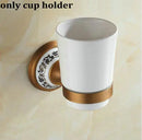 GobekUsa Bathroom Accessories Set: Towel Rack, Bar, Holder, Hook - Antique Brass/Ceramic/Copper