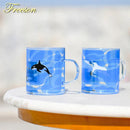 GobekUsa Killer Whale Glass Coffee Mug 350ml: Cute Polar Bear Tea Cup Heat Resistant Glass Beer Mug