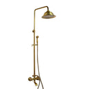 GobekUsa Antique Brass Rainfall Shower Faucet Set with Handshower and Shelf