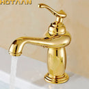 GobekUsa Gold Brass Bathroom Basin Faucet with Ceramic Mixer Tap
