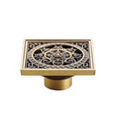 GobekUsa Antique Brass Square Fish Carved Bathroom Floor Drain Hair Strainer