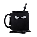 GobekUsa Black Ninja Mug, Unique Ceramic Tea Cup, Creative Novelty Gift