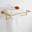 GobekUsa Brass Gold Bathroom Hardware Set: Towel Rack, Paper Holder, Toilet Brush, Hooks, Towel Ring