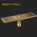 GobekUsa Antique Brass Linear Shower Floor Drain with Art Carved Cover