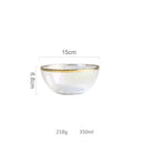 GobekUsa Hammer Grain Gold Glass Salad Bowl - Round Ceramic Fruit Bowl