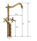 GobekUsa Antique Brass Porcelain Basin Mixer Hot Cold Tap - 360 Degree Swivel Kitchen Faucet