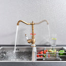 GobekUsa Antique Brass Single Handle Kitchen Sink Faucet Hot & Cold Water Mixer