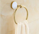 GobekUsa Bathroom Accessories Set: Gold Finish Paper Holder, Towel Bar, Soap Holder, Towel Rack & More