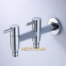 GobekUsa Brass Dual Hole Garden Faucet Bib-cock for Washing Machine, Toilet, and Garden
