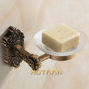 GobekUsa Antique Brass Bathroom Soap Dish Glass Holder - Wall Mounted Aluminum Bath Accessory