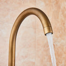 GobekUsa Antique Brass Floor Mount Tub Faucet Swivel Spout Shower Mixer Tap