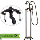 GobekUsa Brass Floor Mount Tub Sink Faucet Dual Handle Bath Set with Handshower