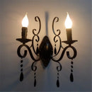 GobekUsa Black Wrought Iron Crystal Candle Wall Lamp