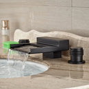 GobekUsa Black Wide Waterfall Spout Faucet Double Handle Bathroom Mixer Taps