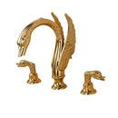 GobekUsa Golden Swan Basin Faucet Double Handle Hot Cold Mixer Tap for Bathroom
