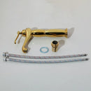 GobekUsa Golden Ceramic Washbasin and Brass Mixer Faucet Set