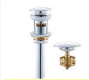 GobekUsa Brass Basin Faucet: Gold/Chrome Double Handle Bathroom Sink Tap, Deck Mounted-Widespread