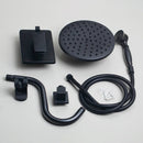 GobekUsa 8" Matte Black Wall Mounted Rainfall Shower Faucet Set with Handheld Shower