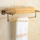 GobekUsa Brass Towel Rack, Antique Brass Holder, 50cm Shelf, Bathroom Accessories