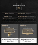 GobekUsa Antique Brass Square Bath Drain Strainer Hair Art Carved Floor Grate Drain