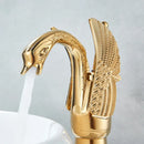 GobekUsa Golden Swan Bathroom Mixer Faucet - Deck Mount Basin Tap with One Handle
